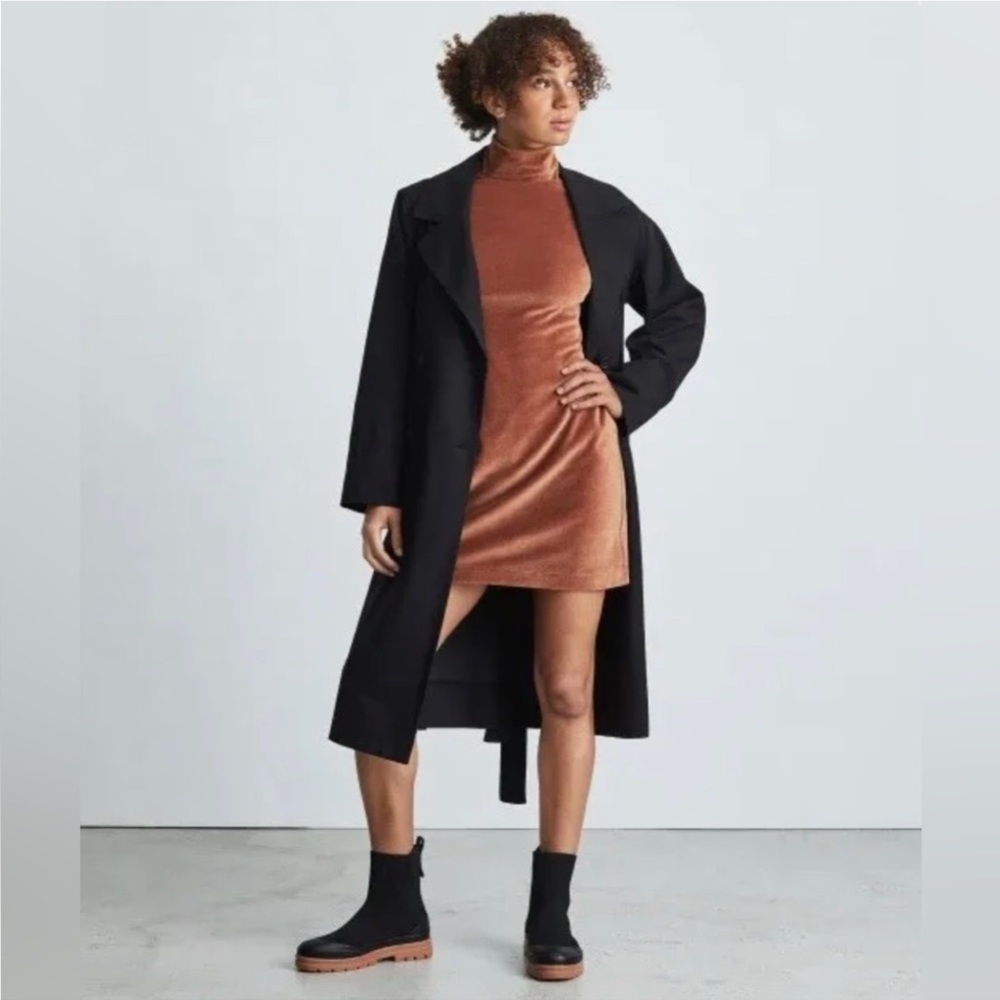 Everlane The Velour Mini Dress Brown Base - Size M - Picture 3 of 7